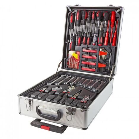 Dema – Coffret multi-outils 251 pièces – Valise trolley en aluminium verrouillable – Poignée de transport séparée – Pour travaux d'outillage