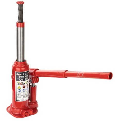 Dema – Cric bouteille hydraulique 2 T – Charge max 2 T – Hauteur levée 172-320 mm – Usage vertical pour ateliers et chantiers