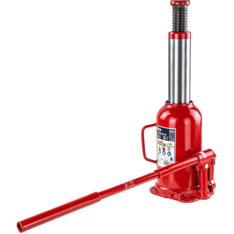 Dema – Cric bouteille hydraulique 20 T – Hauteur max 457 mm – Charge de levée 20 T – Levier extra long et démontable – Soupape de sécurité