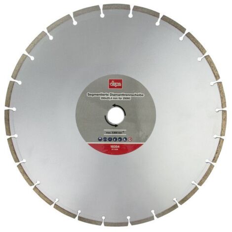 Dema – Disque diamant segmenté 350 mm – Alésage Ø 25,4 mm – Pour béton, pavés et granit – Coupe thermo-optimisée - D25094