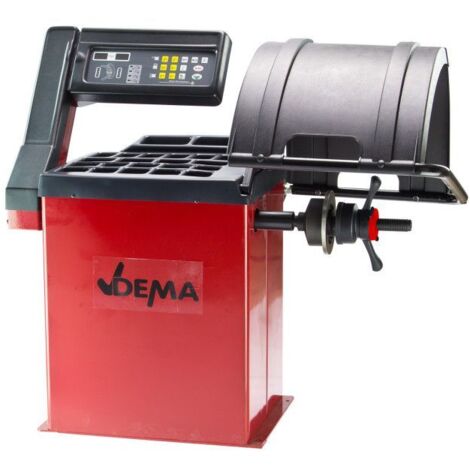 Dema – Équilibreuse de roues jusqu'à 24' – Équilibrage statique et dynamique – Moteur 230V – 4 cônes de fixation inclus – Autodiagnostic