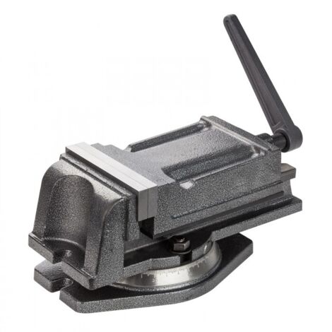 Dema – Étau de précision 125 mm – Mâchoires pour usinage – Guidage parallèle avec vis d'entraînement – Assiette pivotante avec échelle de mesure