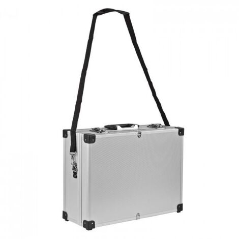 Dema – Malette de rangement en aluminium XL – Dimensions extérieures 46x36x16 cm – Sangle réglable 77-128,5 cm – Sécurisée avec serrure