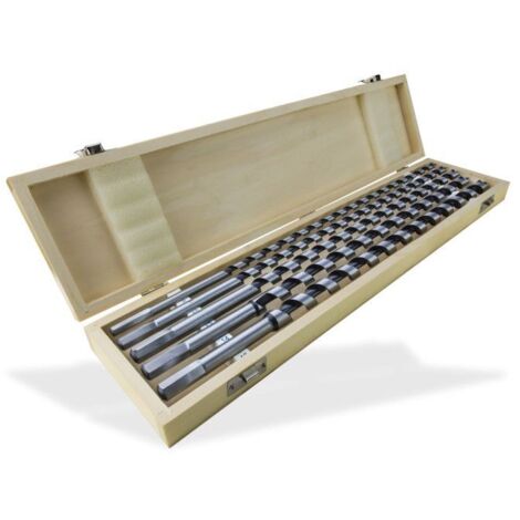 Dema – Mèche à bois pour perceuse – Coffret de 5 pièces – Longueur 460mm – Queue 6 pans pour précision – Pour bois dur et teck