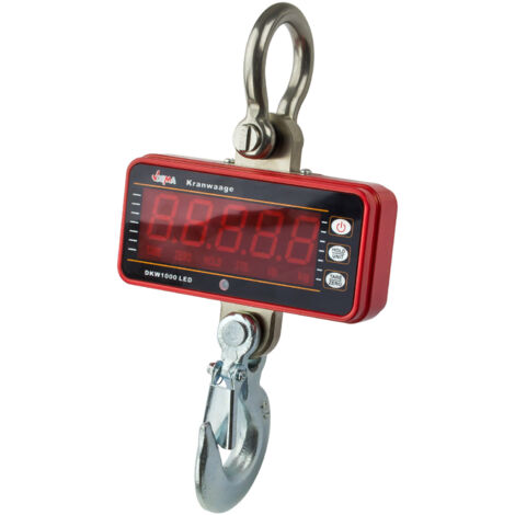 Dema – Peson DKW 1000 LED – Charge maximale 1000 kg – Alimentation 4 x AA – Écran lumineux 25 mm – Fonction Hold et Tare