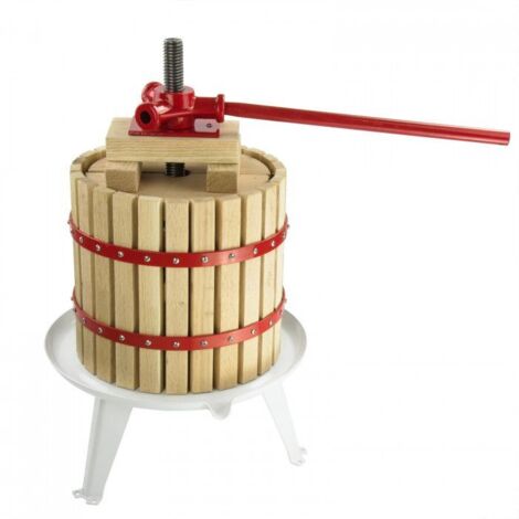 Dema – Pressoir à fruits 12L – Bac de récupération en acier – Entraînement mécanique par vis centrale – Panier en bois massif