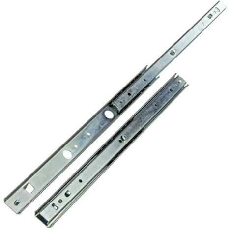 Dema – Rails coulissants télescopiques 2 pièces 350 mm – Charge max. 40 kg – Guidage à billes pour fonctionnement fluide – Montage latéral