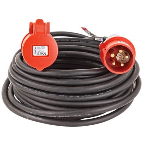 Dema – Rallonge électrique H07RNF 15 m – 16A – 5 x 1,5 mm² – 380 V – IP44 pour usage extérieur – Câble flexible en caoutchouc néoprène