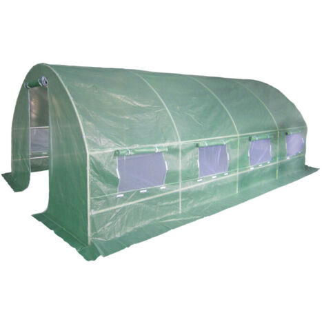 Dema – Serre tunnel 18 m² 6x3x1,9 m – Tube acier 25 mm – Toile réfléchissante pour exposition optimale – 8 fenêtres avec moustiquaires