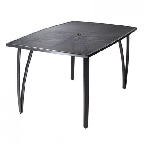 Dema – Table de jardin en métal maillé anthracite 1500 x 900 mm – Ouverture parasol Ø 44,5 mm – Hauteur réglable 720 mm – Entretien facile