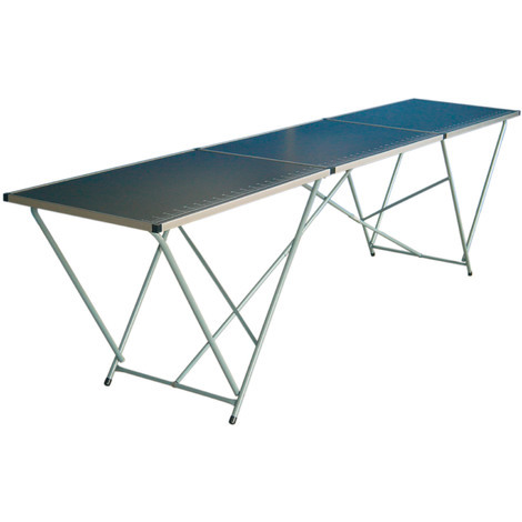 Dema – Table pliante de camping 3000x600x775mm – Charge max 40kg – Panneau MDF avec échelle de mesure – Piètement acier pour stabilité accrue