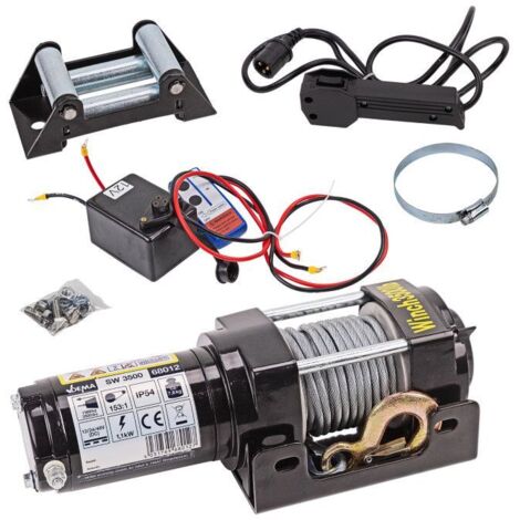 Dema – Treuil électrique 12V 1,6T pour quad – Charge maximale 1588kg – Câble acier 10m – Moteur à aimant permanent – Frein automatique