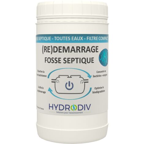 Démarrage fosse septique toutes eaux – Filtre compact aux bactéries et enzymes – Monodose 1 kg pour action rapide et efficace – Hydrodiv