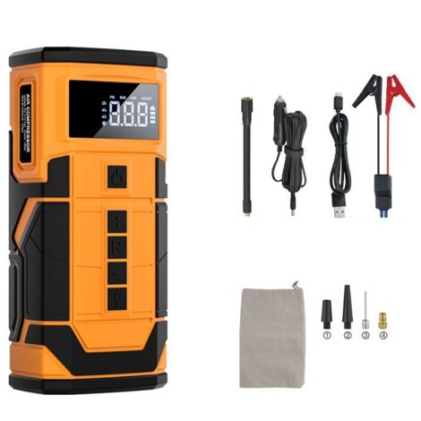 Démarreur de saut de voiture 600A Peak 150PSI 14.8V, gonfleur de pneus au Lithium-Ion sans fil, alimentation de secours