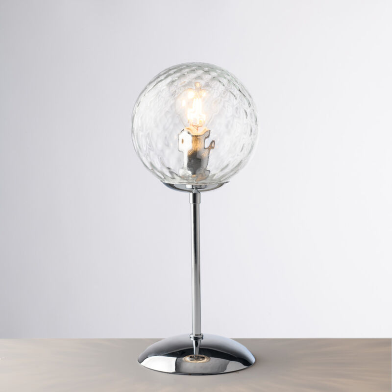 Demetra Lampe de table en fer chromé poli 1 lumière H.32 d.13 BL279-LT-CR Demetra Lampe de table en fer chromé poli 1 lumière H.32 d.13 BL279-LT-CR