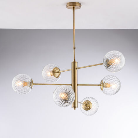 Demetra Suspension En Fer Bronzé Brossé 6 Lumièresx97 D.73 Bl279-6-Brz
