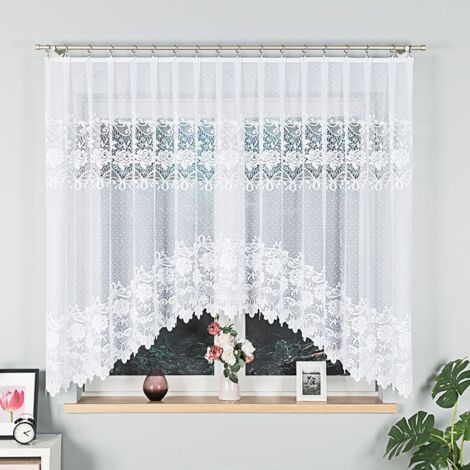 DEMETRIA - Cortina jacquard confeccionada con corte en la parte inferior - 300x160 cm - blanco