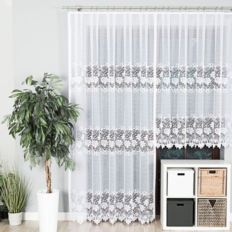 DEMETRIA - Tenda jacquard pronta all'uso con orlo dritto - 200x250 cm - bianco