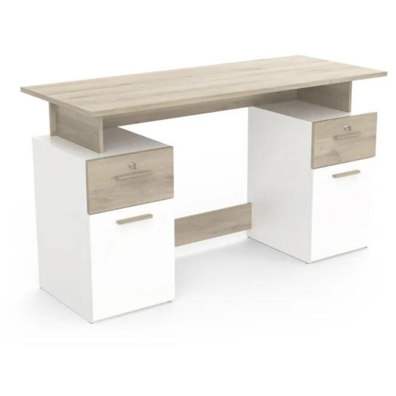 Demeyere Büro 2 Schubladen Platon Eiche Und Weiß