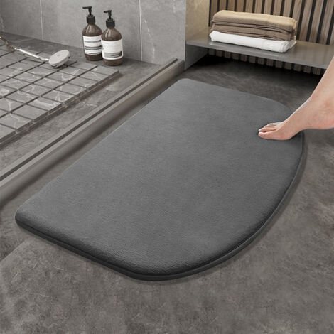Demi-Cercle Demi-Cercle Tapis de Bain Antiderapant, Tapis Salle de Bain, Tapis de Douche Antiderapant pour Chambre et Salle de Bain, Doux et Confortable 50x80cm, Gris