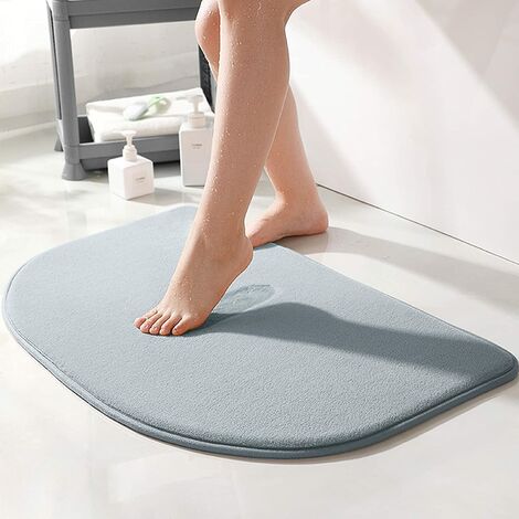 Demi-Cercle Tapis de Bain Antiderapant, Tapis Salle de Bain, Tapis de Douche Antiderapant pour Chambre et Salle de Bain, Doux et Confortable 40x60cm, Gris