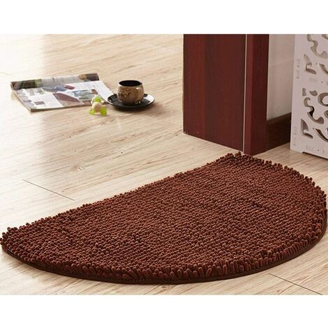 Demi-Cercle Tapis Salle Bain, Doux Absorbant Chenille Tapis De Baignoire Duveteux Antidérapante Tapis Tapis De Bain Demi-Lune pour Baignoire Lavable en Machine -marron-40 60 - MSBD
