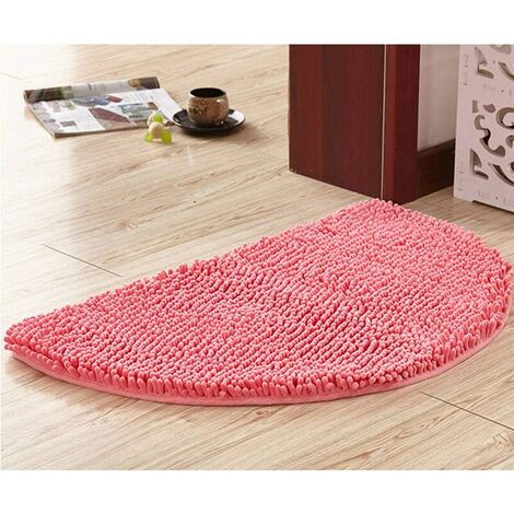 Demi-Cercle Tapis Salle Bain, Doux Absorbant Chenille Tapis De Baignoire Duveteux Antidérapante Tapis Tapis De Bain Demi-Lune pour Baignoire Lavable en Machine -Rose-40 * 60