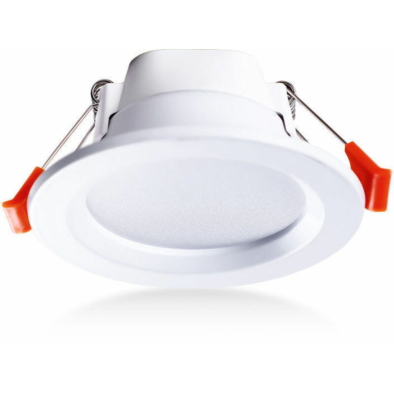 Lot de 4 plafonniers encastrables LED IP65 étanche 5W blanc chaud spot encastrable rond plastique blanc
