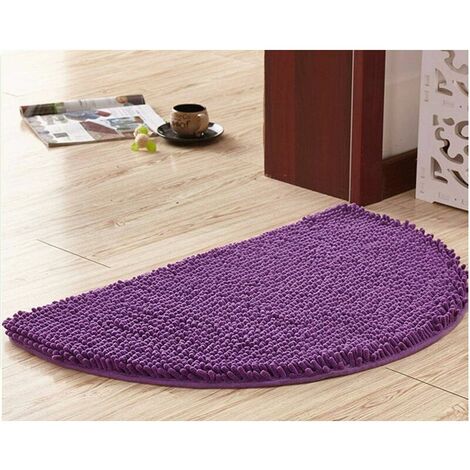 Demi-Cercle Tapis Salle Bain, Doux Absorbant Chenille Tapis De Baignoire Duveteux Antidérapante Tapis Tapis De Bain Demi-Lune pour Baignoire Lavable en Machine -violet-40 60
