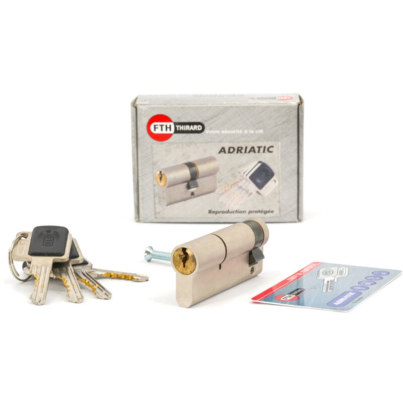 Demi Cylindre de sécurité nickelé pour porte Adriatic Thirard Dimension - 60 x 10 mm