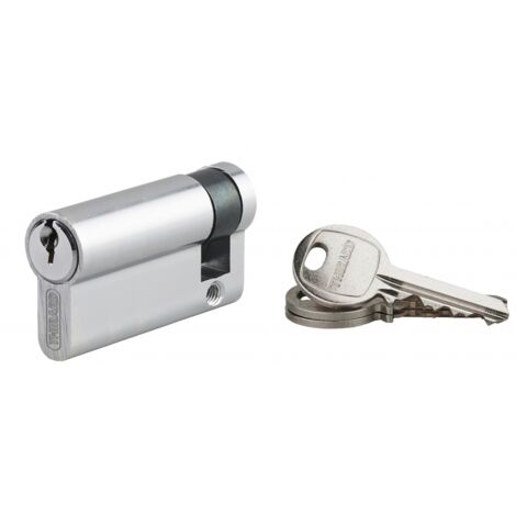 Demi-cylindre de serrure 50x10mm – Mécanisme 5 goupilles – Panneton anti-arrachement – 3 clés en acier nickelé – SP