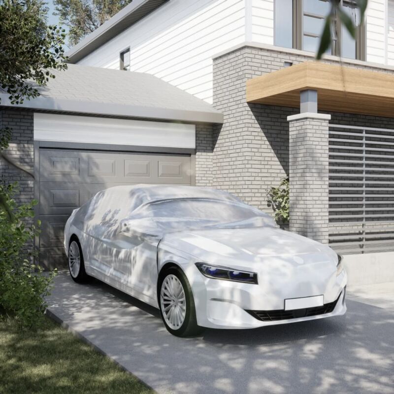 Vidaxl - Demi-housse de voiture avec crochets argenté xl peva n/a