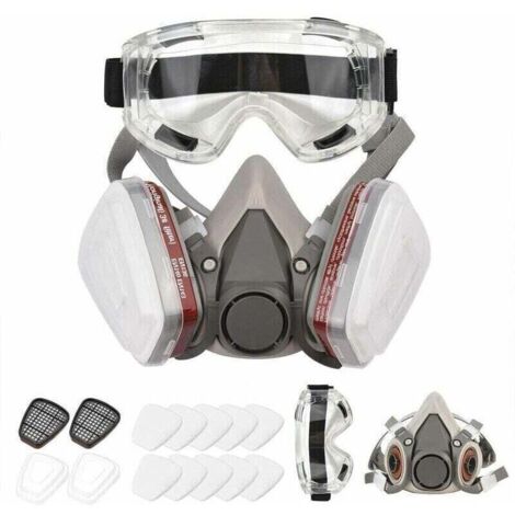Demi-Masque Respiratoire Réutilisable 6200, Masque à Gaz avec Cartouches Filtrantes et Tampons