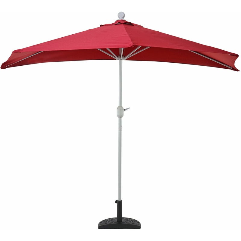 HHG - jamais utilisé] Demi-parasol en aluminuim Parla, uv 50+ 300cm bordeaux avec pied - red