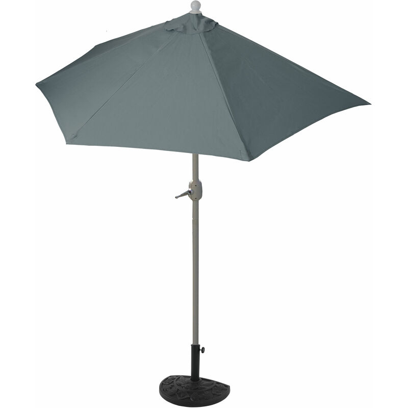 Jamais utilisé] Parasol Parla en alu, hémicycle, parasol de balcon uv 50+ 270cm anthracite avec pied - black