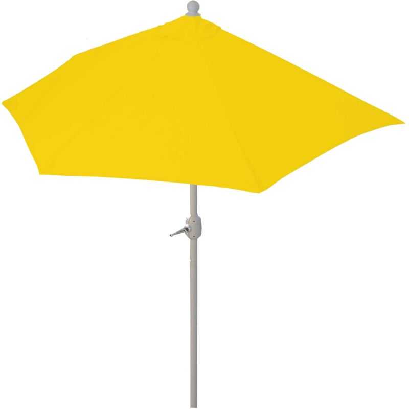 Jamais utilisé] Parasol semi-circulaire Parla, demi-parasol balcon, uv 50+ polyester/alu 3kg, 270cm jaune sans support