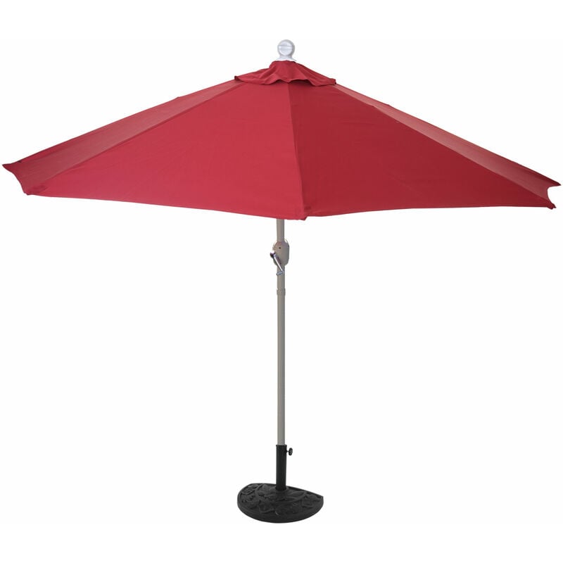 HHG - jamais utilisé] Demi-parasol en aluminium Parla, uv 50+ 270cm bordeaux avec pied - red
