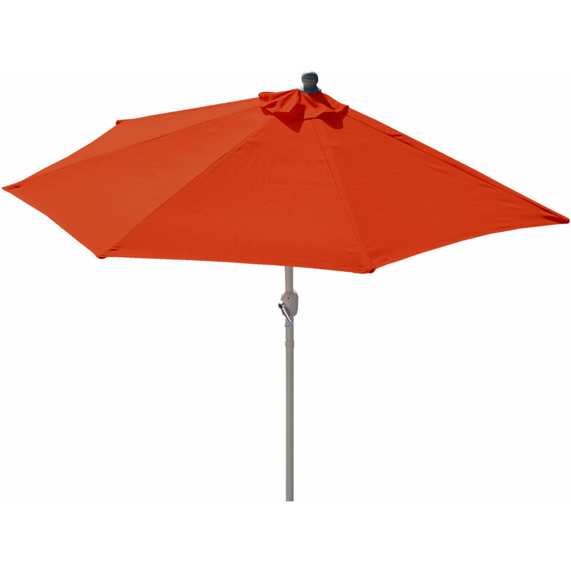 Jamais utilisé] Demi-parasol aluminium Parla pour balcon ou terrasse, ip 50+, 285cm terracotta sans pied - orange