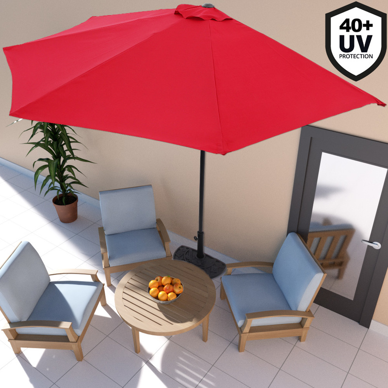 Demi parasol avec manivelle Terrasse  balcon Rouge 104165