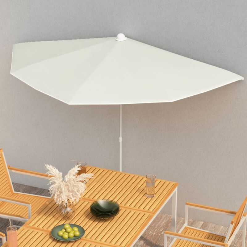 Ombrellone Semicircolare Da Giardino Con Palo 180x90 Cm Sabbia - Vidaxl