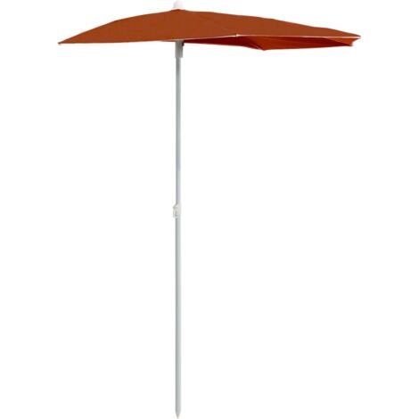 Demi-parasol de jardin avec mât 180x90 Terre cuite