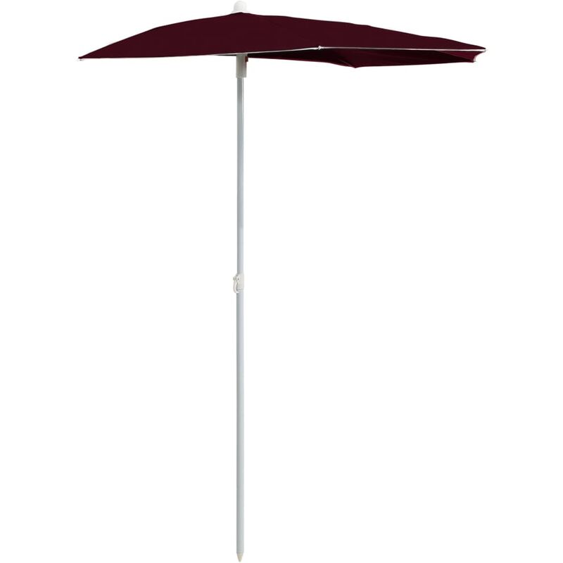 INLIFE Demi-parasol de jardin avec mât 180x90 cm Rouge bordeaux