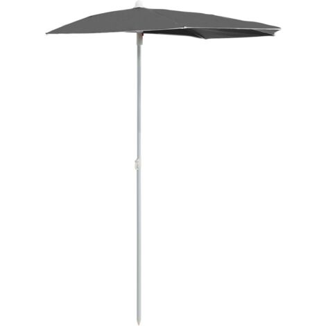 Demi-parasol de Jardin，Parasol d'extérieur avec mât 180x90 cm anthracite