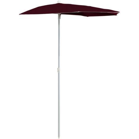 Demi-parasol de Jardin，Parasol d'extérieur avec mât 180x90 cm rouge bordeaux