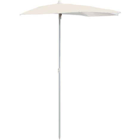 Demi-parasol de Jardin，Parasol d'extérieur avec mât 180x90 cm sable