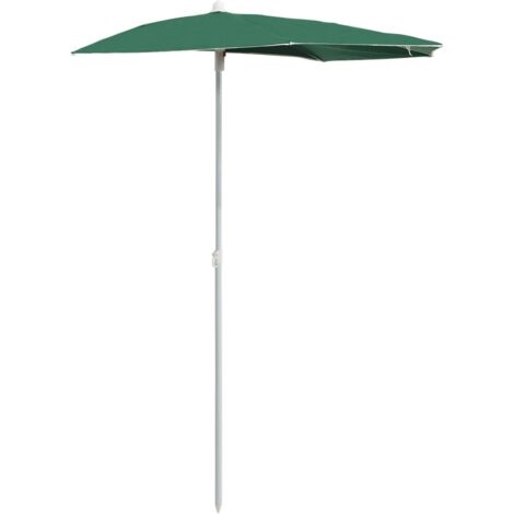 Demi-parasol de Jardin，Parasol d'extérieur avec mât 180x90 cm vert