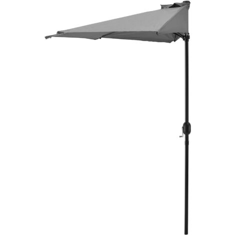 Demi parasol de terrasse balcon polyester 300 cm gris - Gris