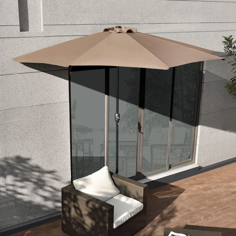 Parapluie de la mezzaluna Ø300 cm avec manivelle extérieure extérieure résistante taille : beige