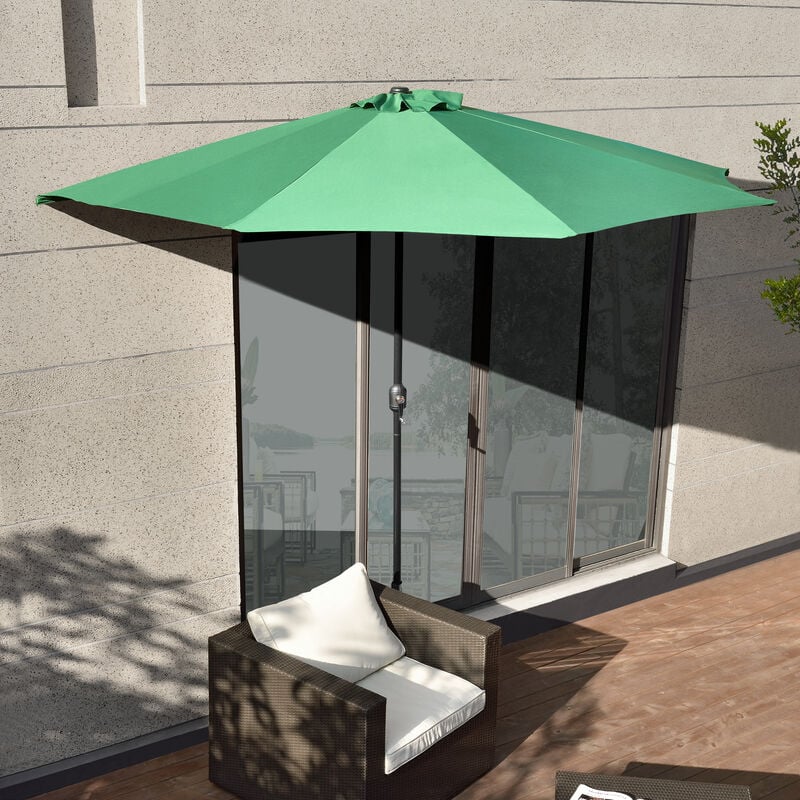Parapluie de la mezzaluna Ø300 cm avec manivelle extérieure extérieure résistante taille : Vert