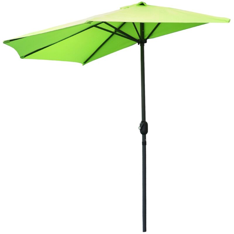 Demi-parasol mural vert anis – 270x135x230cm – Aluminium – Toile polyester 180g/m² – Manivelle